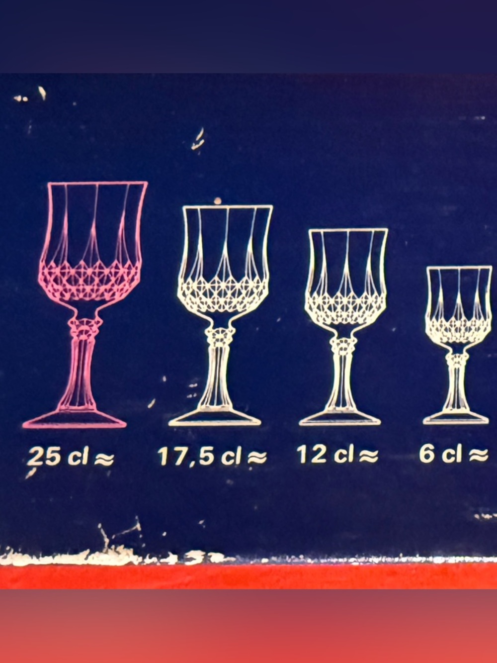 Longchamp Clear Cut Crystal stemware with Faceted Base - NEW! 25 cl -Set of Six